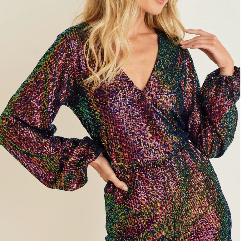 VENUS Black and Multicolor Sequin Romper